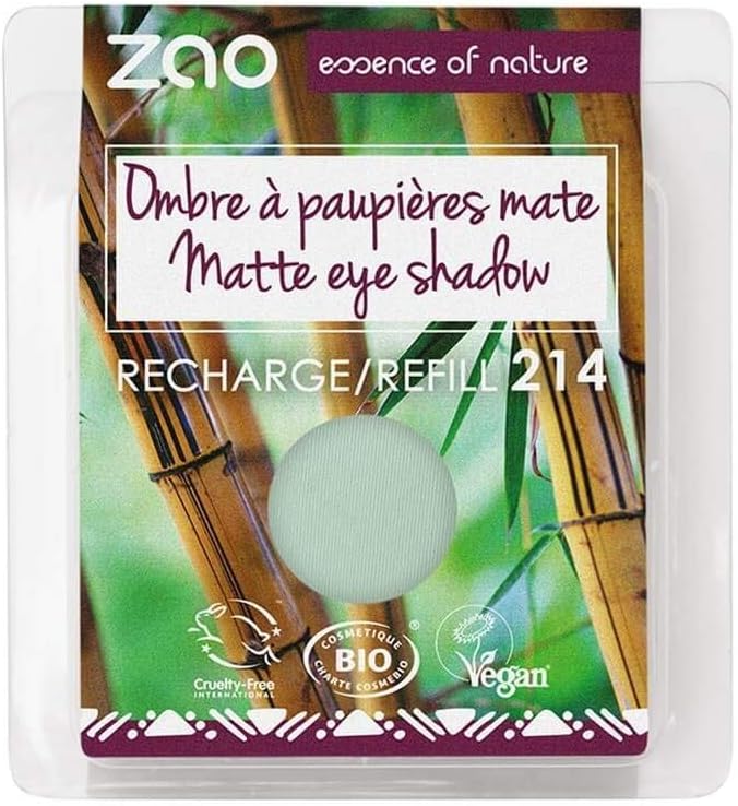 ZAO Ombre à paupières nacrée ronde recharge Mat n° 214 VERT D'EAU