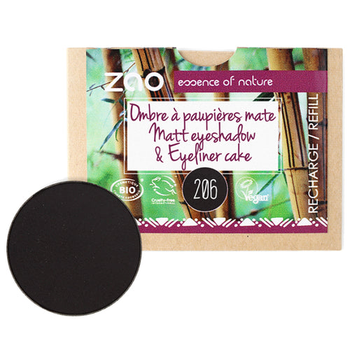 ZAO Ombre à paupières nacrée ronde recharge Mat n° 206 noir 