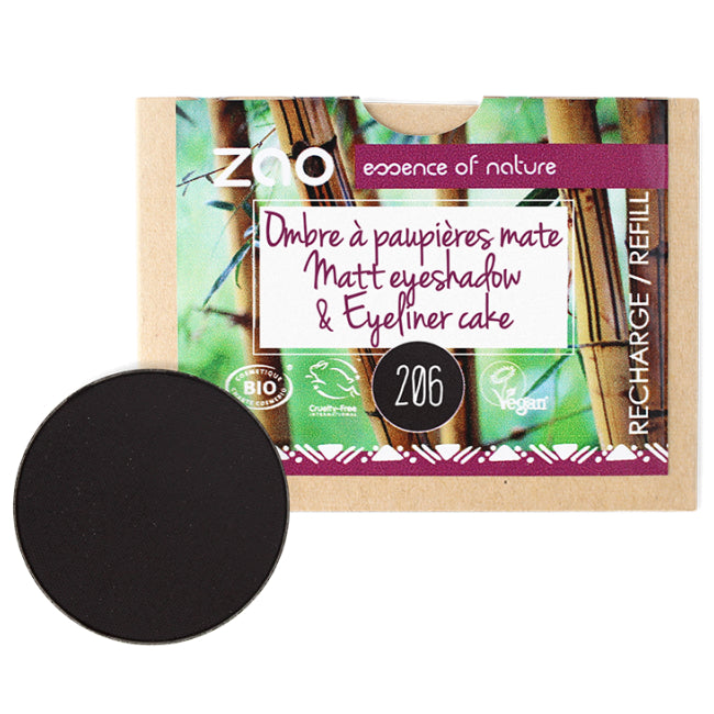 ZAO Ombre à paupières nacrée ronde recharge Mat n° 206 noir 