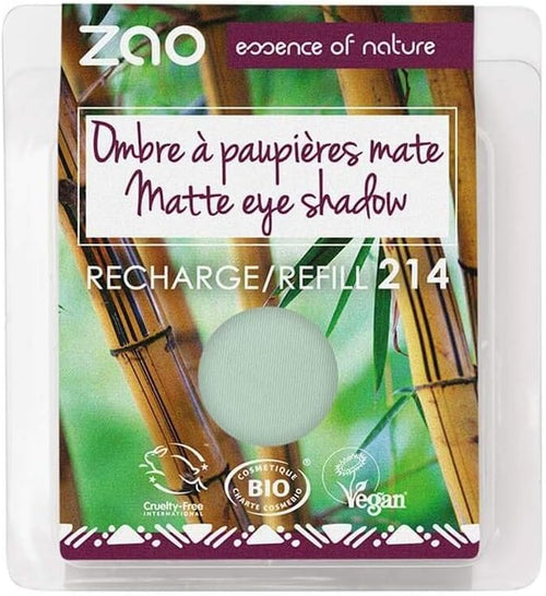 ZAO Ombre à paupières nacrée ronde recharge Mat n° 214 VERT D'EAU 