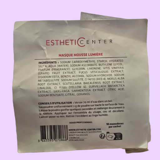 masque PROFESSIONNEL mousse lumiere 